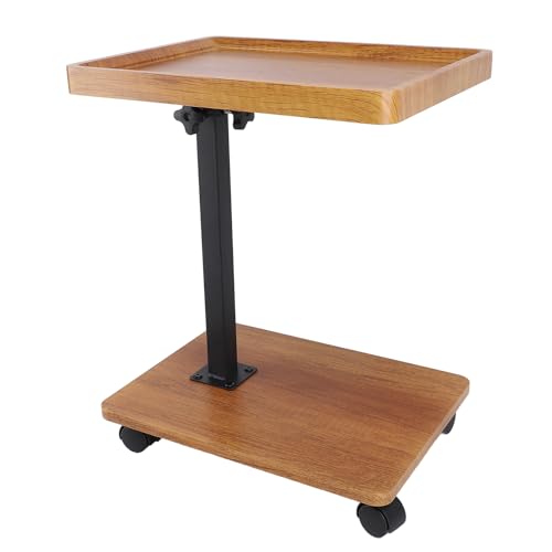 Ejoyous Beistelltisch mit Rollen, Couch Beistelltisch C Form Höhenverstellbar Holz Sofatisch Couchtisch Mobiler Side Table für Schlafzimmer Wohnzimmer von Ejoyous