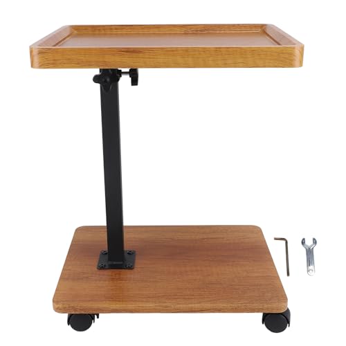 Ejoyous Beistelltisch mit Rollen, Couch Beistelltisch Höhenverstellbar Holz Sofatisch C Form Couchtisch Mobiler Side Table für Wohnzimmer und Schlafzimmer von Ejoyous