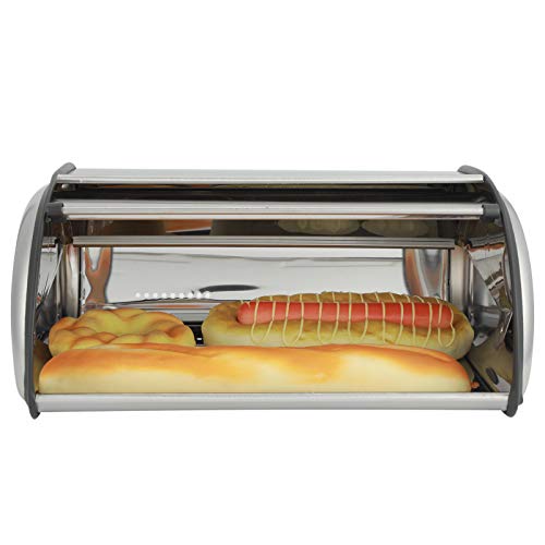 Ejoyous Brotkasten, Edelstahl Brotbox mit Frontklappe Brotbehälter Rollbrotkasten Brotkastenhalterung Brotaufbewahrungsbehälters für Kuchenbrötchen Toasts Laibchen Gebäck Pfannkuchen von Ejoyous