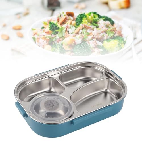 Ejoyous Edelstahl Lunchbox 4-Fach tragbarer -Behälter mit wassergefüllter Wärmeschicht und Besteckset im Deckel dichtend durch Silikondichtung und (Lunchbox mit vier Gitter mit Suppenschüssel: Blau) Ejoyous Edelstahl Lunchbox 4-Fach tragbarer -Behälter mit wassergefüllter Wärmeschicht und Besteckset im Deckel dichtend durch Silikondichtung und (Lunchbox mit vier Gitter mit Suppenschüssel: Blau) von Ejoyous
