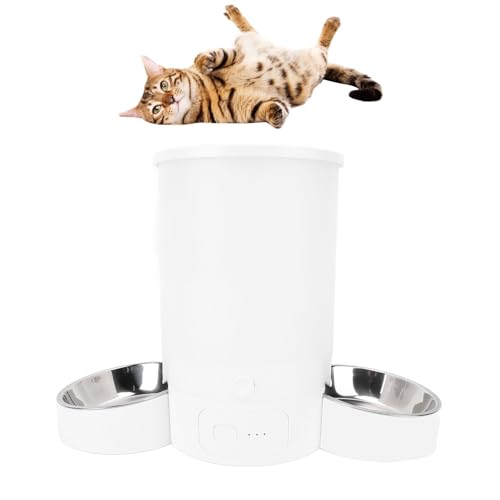 Ejoyous Futterautomat Katze 2 Näpfe, 3L Katzenfutter Automat WiFi Katzen Futterautomaten für Katze & Hunde Zeitgesteuerte 10s Sprachaufzeichnung App-Steuerung von Ejoyous
