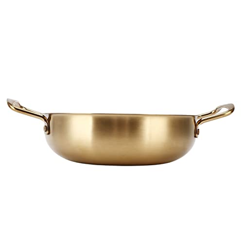 Ejoyous Gold Korean Ramen Topf Edelstahl Nudel Topf Leicht Tragbar Zum Kochen von Nudeln Ramen Pasta mit Flachem für das Camping für Heimbüro (Innendurchmesser 24cm) von Ejoyous
