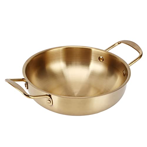 Ejoyous Gold Korean Ramen Topf Edelstahl Nudel Topf Leicht Tragbar Zum Kochen von Nudeln Ramen Pasta mit Flachem für das Camping für Heimbüro (Innendurchmesser 28cm) von Ejoyous