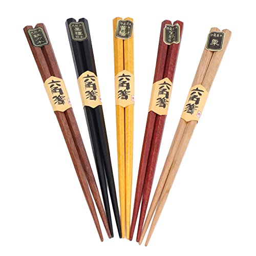 Ejoyous Japanische Stäbchen -Stäbchen -Set 5 Paare Hygienische Individuelle Verwendung mit Antislip Design und Geschenkbox für Home Restaurants Partys (sechseckige Essstäbchen) von Ejoyous