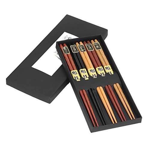 Ejoyous Japanische Stäbchen -Stäbchen -Set 5 Paare Hygienische Individuelle Verwendung mit Antislip Design und Geschenkbox für Home Restaurants Partys (spitze Essstäbchen) von Ejoyous