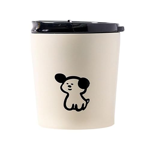 Ejoyous Kaffeebecher to go Isolierter Becher Vakuum mit Deckel Gefräster Edelstahl Kleiner Begleitender Thermischer Becher für Kaffee Wasser Süßes Hunde-Muster (240 ml) von Ejoyous