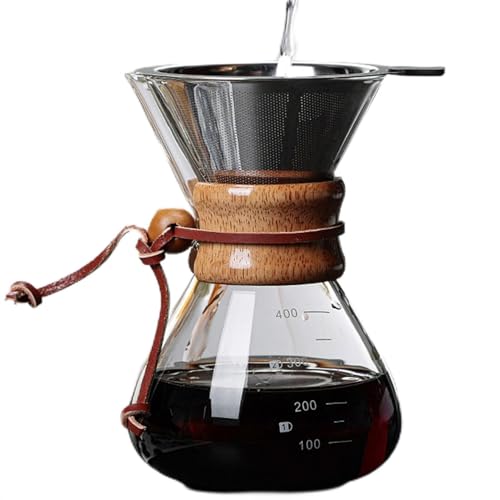 Ejoyous Kaffeekanne mit Filter, 400ml Pour Over Kaffeebereiter für Filterkaffee Glas Pour Over Kaffeebrüher Kaffee-Tropfer Brauer, Manueller Glas-Kaffeefilter Kaffee Zubehör Ejoyous Kaffeekanne mit Filter, 400ml Pour Over Kaffeebereiter für Filterkaffee Glas Pour Over Kaffeebrüher Kaffee-Tropfer Brauer, Manueller Glas-Kaffeefilter Kaffee Zubehör von Ejoyous