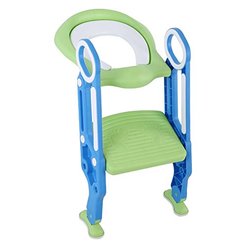 Ejoyous Kinder Toilettensitz mit Treppe, Töpfchentrainer Töpfchen Toiletten-Trainer Töpfchen Kinder-Toilettensitz mit Leiter Töpfchen Sitz für und Mädchen(Blau) von Ejoyous