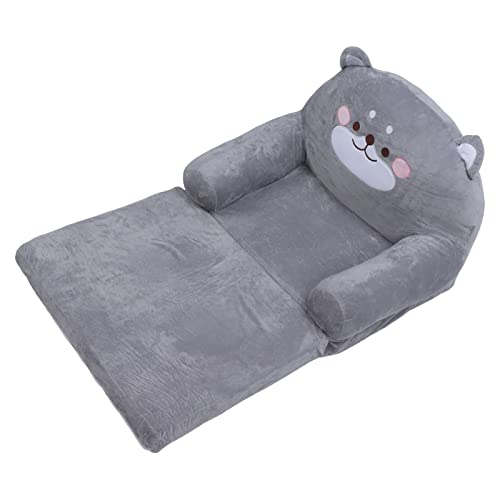 Kindersofa, Cartoon Grauer Hund Faltbarem Griff Weicher Atmungsaktives Kleinkindstuhl mit Mini -Couch, 2 Ohren, Niedlich Atmungsaktiv Zum Lesen Entspannter Schlafen, (2 Etagen) von Ejoyous