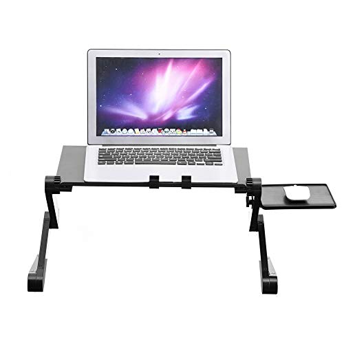 Ejoyous Laptopständer Höhenverstellbar, Aluminium Notebooktisch Laptoptisch mit Maus-Plattform Klappbare Laptophalterung Notebookständer, für Bett Frühstück Büro Lesen (Schwarz) von Ejoyous