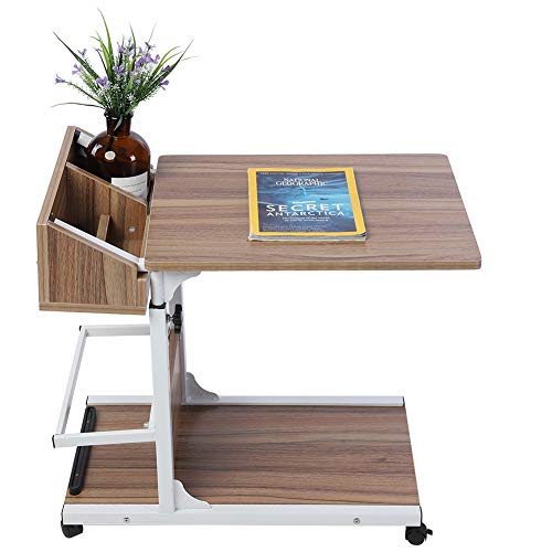 Beistelltisch mit Rollen, Nachttisch Holz Höhenverstellbar 50-80cm Beistelltische Side Table Sofatisch Mit Speicherschublade und Bodenplatte für Wohnzimmer Bett Sofa(Eiche) von Ejoyous