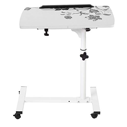 Ejoyous Laptoptisch mit Rollen, Pflegetisch Höhenverstellbar Beistelltisch Arbeitstische Zeichentisch PC Tisch Sofatisch Laptopständer Notebookständer für Sofa und Bett(Weiß) von Ejoyous