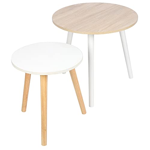 Ejoyous Nesting Table Set, Holz Beistelltisch Industrial Nesting Couchtisch Nesting Coffee Set Nesting Couchtisch 2er Set für Schlafzimmer für Büro für Wohnzimmer von Ejoyous