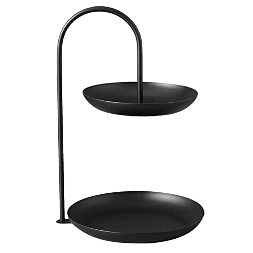 Ejoyous Obst Etagere 2 Etagen Metall Cupcake Ständer Runde Servierplatte Dekorative Tortenständer Obstkorb Etagere für Snacks, Nüsse, Süßigkeiten, Desserts (BLACK) von Ejoyous