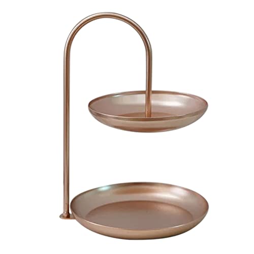 Ejoyous Obst Etagere 2 Etagen Metall Cupcake Ständer Runde Servierplatte Dekorative Tortenständer Obstkorb Etagere für Snacks, Nüsse, Süßigkeiten, Desserts (Roségold) von Ejoyous