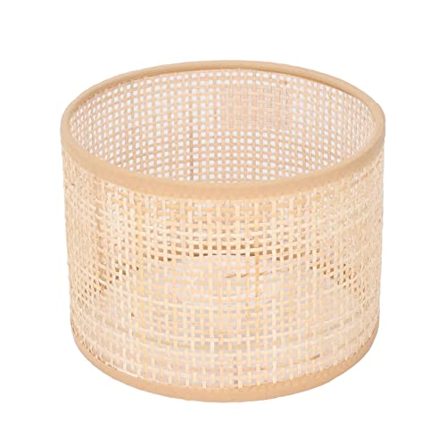 Ejoyous Rattan Lampenschatten Rattan Lampe Schatten Handgewebte Lichtabdeckung Einfache Installation Staubdichtes Quadratisches Maschen Design Einzigartige Kuppelform für E27 E14 Tischlampe von Ejoyous