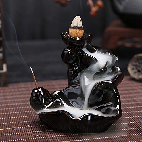 Rückfluss Räuchergefäß, Wasserfall Keramik Räucherwasserfall Backflow Incense Burner Incense Holder Räucherstäbchen Aromatherapie für Innenministerium Meditation Yoga 8,8 * 8,7 * 8,8 cm von Ejoyous