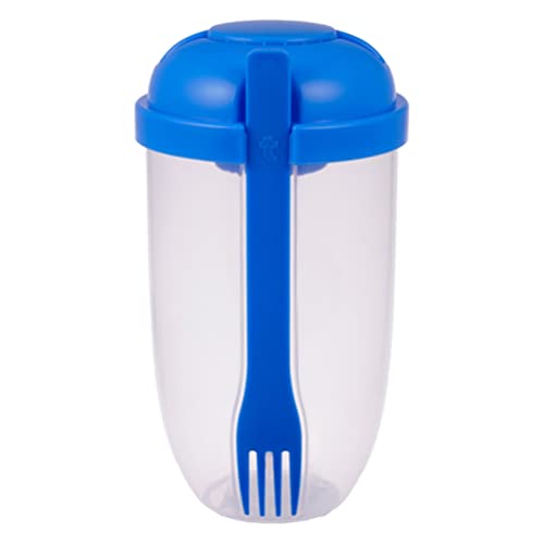 Ejoyous Salatdose Frischhaltebox 1000ml BPA-frei mit Gabel und Dressingbehälter für Picknick Büro Reise blau pink weiß grün (A) von Ejoyous