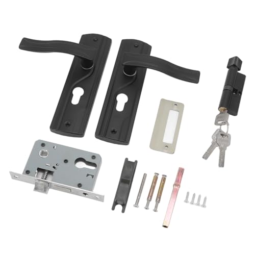 Ejoyous Schlafzimmertürverriegelungsset, Stahlstahl Manganstahltür der Schwarzen Schließschlüssel von Ejoyous