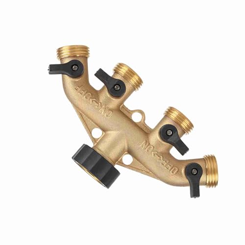 Ejoyous Schlauchpfeife Splitter, Golden + Schwarz 4 4 - -Schlauchrohrsplitter Korrosionsproof 16 X 8 Cm für Gartenbewässerung (Europäischer Thread) von Ejoyous