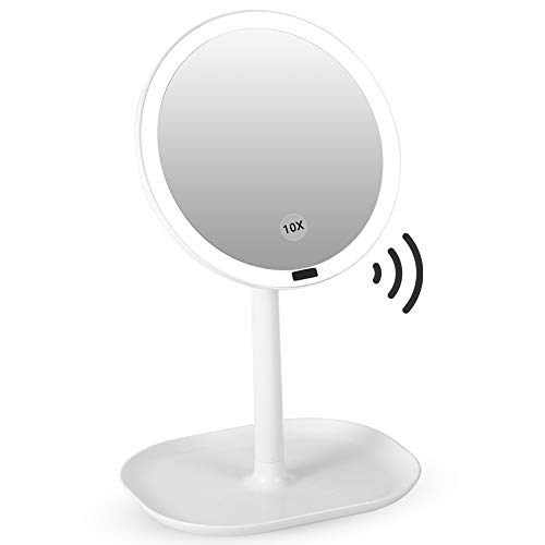 Ejoyous Schminkspiegel mit Beleuchtung, 10X Kosmetikspiegel Smart Sensor LED Vanity Mirror Makeup Spiegel 360 °Schwenkbar für Zuhause und Unterwegs von Ejoyous