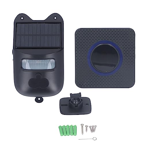 Ejoyous Solar Wireless Auffahrt Alarm Bewegungssensor Drahtlose Türklingel IP65 wasserdicht 120° Erfassungswinkel 129dB mit Solar- und USB-Ladung für Farmen Camping (EU-Stecker) von Ejoyous