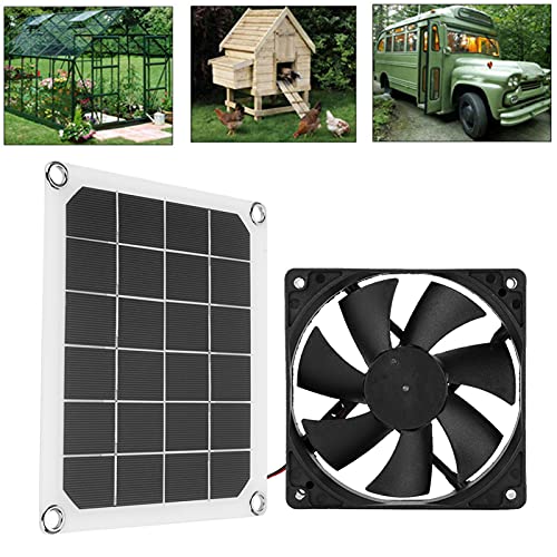 Ejoyous Solarbetriebener Abluftventilator, 6V 10W Solarpanel-Abluftventilator Wasserdichter Solarlüfter USB Solar Panel Gewächshaus Ventilator, für Wohnmobile Gewächshäuser Tierhäuser Hühnerhaus von Ejoyous