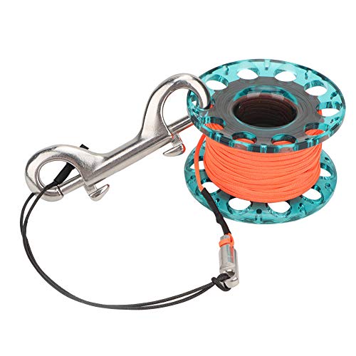 Tauchen Spool, Tauch Fingerspule Aluminium Finger Reel Scuba Diving Tauchspule mit Edelstahl Snap Bolzen Haken Clip (blaues Rad) von Ejoyous