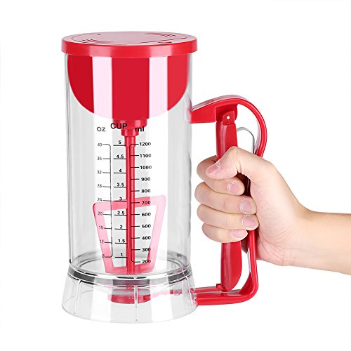 Ejoyous Teigportionierer 1200 ML Teigspender Elektrische, Batter Mixer Dispenser Dosierhilfe Teig Spender mit Deckel und Skala Cupcake Pfannkuchen Mixer Gebäck Krug Waffel Messbecher Teigmixer von Ejoyous