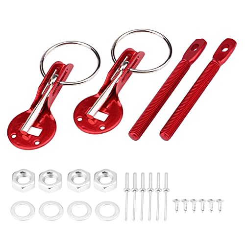 Ejoyous Universal Hood Pin Lock Kit Motorhauben Verriegelungsset Universelle Haubensicherung für Rennsport Auto mit Aluminiumlegierung Edelstahl (Rot) von Ejoyous
