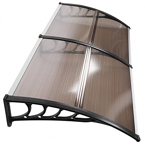 Ejoyous Vordach für Haustür 200 x 100 cm, Überdachung Haustür Regenschutz Türdach Pultbogenvordach Markisen-Überdachung Transparent Türvordach Türdach für draußen Sonnenschutz(Braun) von Ejoyous
