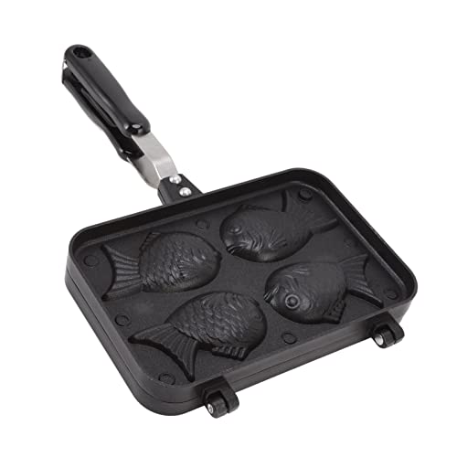 Ejoyous Waffeleisen Pfanne, 4 Moulds Fisch Kuchen Maker Antihaft Backformen Taiyaki Bakeware Waffle Pan Maker Taiyaki Waffel Kuchen Backen Form von Ejoyous
