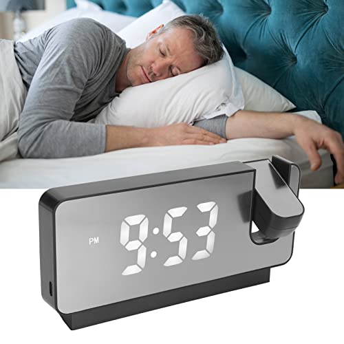 Ejoyous Wecker mit Projektion, Projektionswecker Digitaler 180 ° Weitwinkel HD Projektionsuhr mit Temperatur Datum für Kinder Senioren Schlafzimmer Reisen Nachttisch Büro (Black) von Ejoyous
