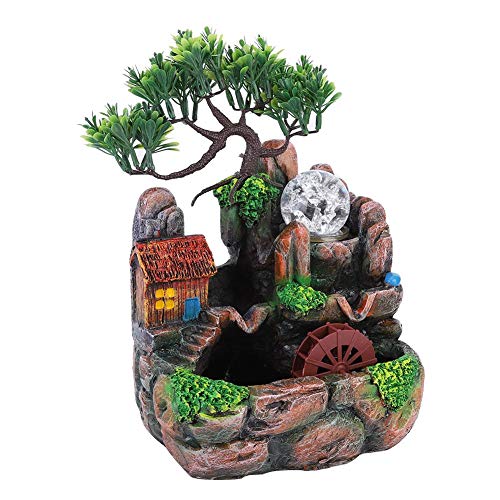 Ejoyous Zimmerbrunnen mit Pflanzen, Springbrunnen Innen Tischbrunnen Brunnen Wohnzimmer Meditation mit Beleuchtung für Indoor&Outdoor Dekoration luftbefeuchter Raumdekoration von Ejoyous