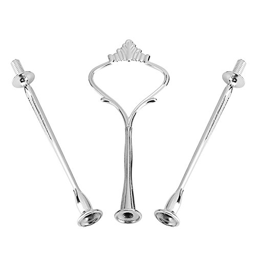 Etageren Stangen Set Metallstangen Mittellochausstech Crown/Runde Motive 2 bis 3 Etage Etagenplatte mit Glasboher zum Lochen für Hochzeitstorte Tortenständer Buffet(Dreistufige kleine Krone silber) von Ejoyous