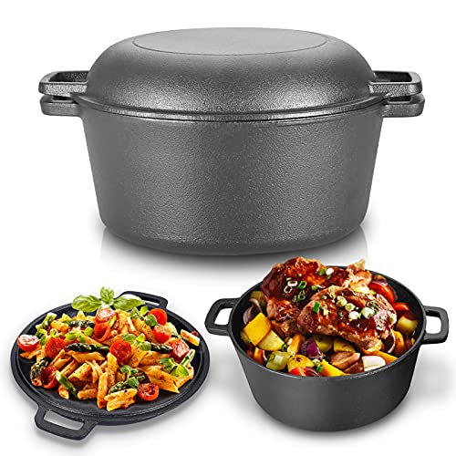 Gusseisen Topf, 2 in 1 4,5 l Kochtopf Double Dutch Oven Combo Kocher mit Eingebrannt Doppelfunktion Deckel/Bratpfanne für Küche Camping Garten BBQ Backen 26 * 26 * 12 cm Gusseisen Topf, 2 in 1 4,5 l Kochtopf Double Dutch Oven Combo Kocher mit Eingebrannt Doppelfunktion Deckel/Bratpfanne für Küche Camping Garten BBQ Backen 26 * 26 * 12 cm von Ejoyous