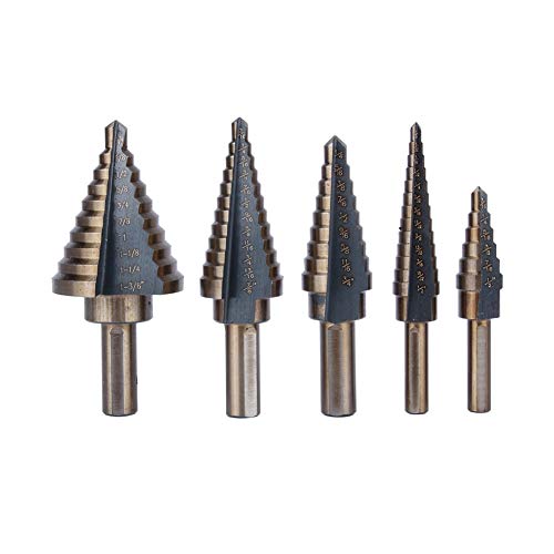 HSS Stufenbohrer Set 5tlg HSS Schälbohrersatz Kegelbohrer für saubere Bohrlöcher - Schälbohrer ideal für Metall, Holz, Kunststoffe - Blechbohrer, Konusbohrer für Edelstahl Metall Holz Kunststoff usw HSS Stufenbohrer Set 5tlg HSS Schälbohrersatz Kegelbohrer für saubere Bohrlöcher - Schälbohrer ideal für Metall, Holz, Kunststoffe - Blechbohrer, Konusbohrer für Edelstahl Metall Holz Kunststoff usw von Ejoyous