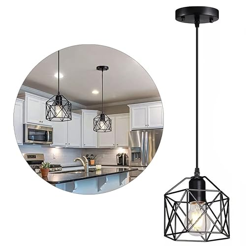 Industrielle Hängelampe Retro Industrielle Deckenkronleuchter Vintage Pendant Light Eisen Käfig Deckenlampe für Coffee Shop Klamottenladen Restaurant Bar E26 Schwarz Industrielle Hängelampe Retro Industrielle Deckenkronleuchter Vintage Pendant Light Eisen Käfig Deckenlampe für Coffee Shop Klamottenladen Restaurant Bar E26 Schwarz von Ejoyous
