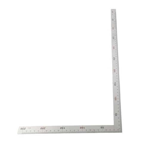 L-Winkellineal, Edelstahl L-Form-Winkellineal 90-Grad-Winkellineal Mess-Winkelwerkzeug Doppelseitiges Rechtwinkliges Lineal mit Roter und Schwarzer Farbmarkierung für Schreiner,(500mm*250mm) von Ejoyous