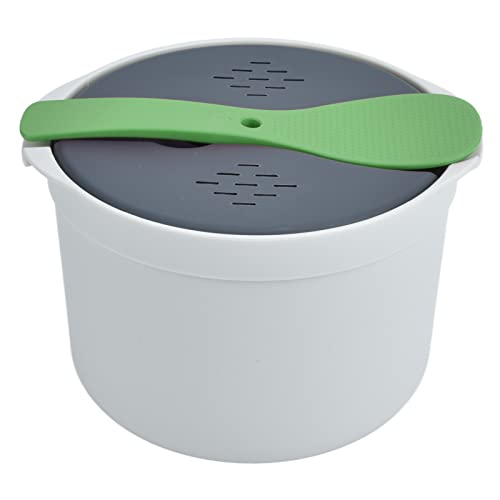 Mikrowellen-Reiskocher, 2L Mikrowellen Dampfgarer Lebensmittelqualität PP-Material Microwave Rice Cooker mit Reislöffel für Zuhause Küche Reiskochen (GREEN) von Ejoyous