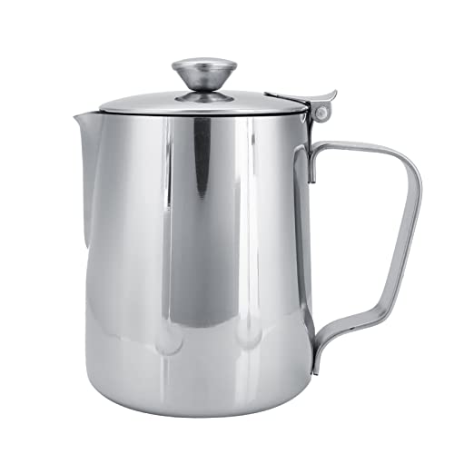 Milchkännchen mit Deckel, Milchkanne Edelstahl Milchschaumkännchen Kaffeekännchen Kännchen für Kaffee Sahnekännchen Teekanne Milch Tee Cappuccino (350ML) von Ejoyous