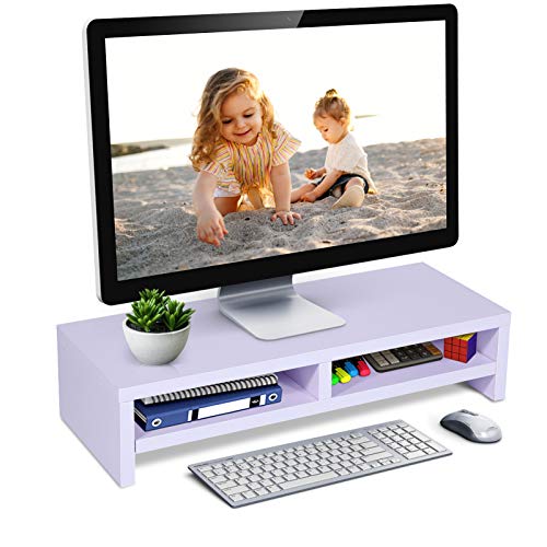 Ejoyous Monitorständer, offenes Design Holz Laptopregal Ergonomischer Monitorständer für Computer Handy TV Drucker Zuhause und Büro von Ejoyous