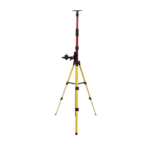 Nivellierstativ, Professional Baustativ Aluminium-Stativ Teleskop Nivellierstange mit Verstellbarer Basis für Rotationslaser Baulaser Nivellier 114-388cm von Ejoyous