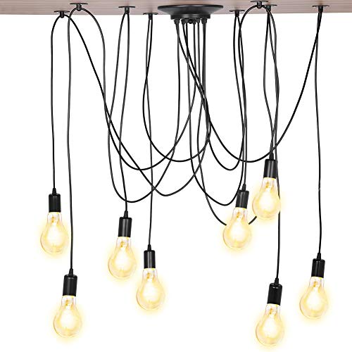 Pendelleuchte Spinne Kronleuchter DIY Deckenleuchte Baulampenfassung Lampe Kopf Halter Retro Industry Ceiling Light Speisesaal Schlafzimmer Wohnzimmer Esszimmer Hotel Dekoration (8 Kopf) von Ejoyous