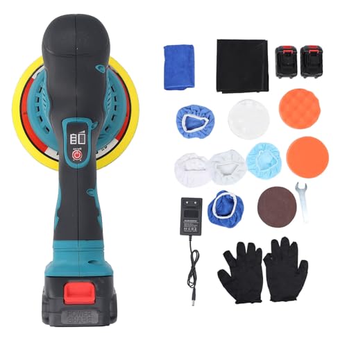 Poliermaschine, Auto Poliermaschine Set, 6 Zoll Autopolierer mit 2 Stück 21V 1500mAh Lithium Akku, Akku Wachsmaschine für Autodetailing, Autoreinigung und Polieren von Auto von Ejoyous