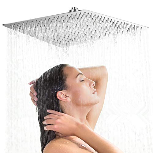 Regendusche Duschkopf Edelstahl, 20 Zoll Quadrat Wasserfall Regenduschkopf Ultradünnes Design mit Anti-Kalk-Düsen Duschkopf 50 x 50 cm von Ejoyous