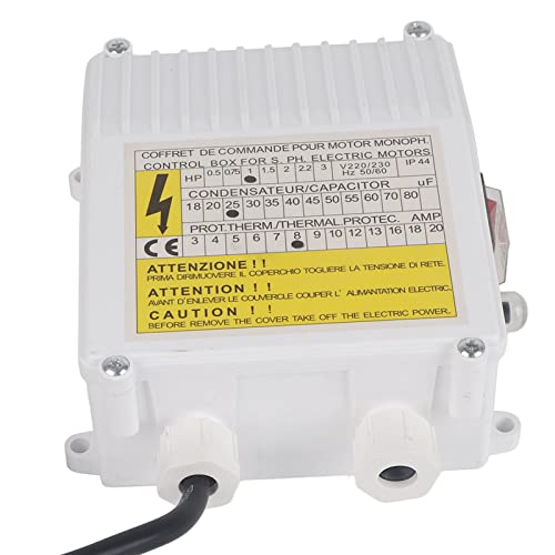 Schalt Kasten für Tauch Pumpe, Conexion Box Well Pumpe Elektro Kasten Bohrpumpe Tiefbrunnen-Steuer Kasten Schalter für Wasserpumpe Zubehör P (750W EU-Stecker 220 V) von Ejoyous