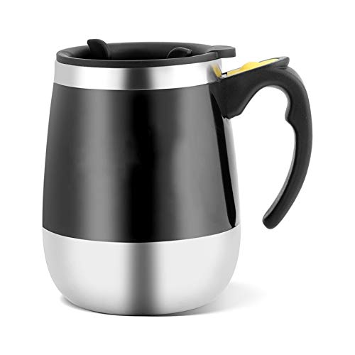 Selbstrührende Kaffeetasse, Elektrische Edelstahl-Selbstmischtasse Magnetische Rührkaffeetasse Selbstmagnetische Tasse Selbstmischende Kaffee Tee Kakaomilchbecher(Schwarz) von Ejoyous