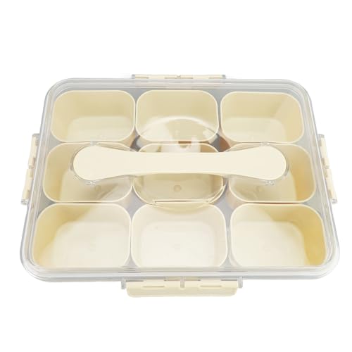 SnackBox mit Deckel und Griff, 9 Fächer Snackschale Snackboxen Snackteller Transparente Trockenfrüchte Lebensmittel Tablett Getrocknete Obst Platte Fächer für Partys Picknicks von Ejoyous