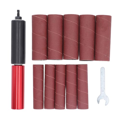 Spindelschleifer Adapter, 1,5-Zoll Schleiftrommel Aluminiumlegierung Spindel Schleifer Adapter Bohrer Schleifdorn Set mit Schlüssel & 10Pcs Sandpapier für Holz Metall von Ejoyous